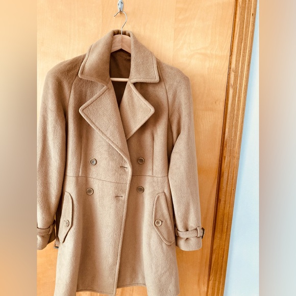 Theory Angora blend camel trench style coat SZ M - Picture 5 of 15